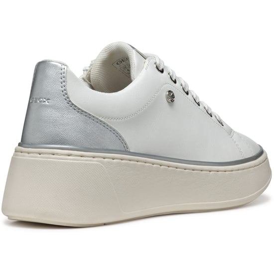 Geox D SUNNETTY Synthetisch Polyurethaan Dames Witte/Zilveren Sneakers - Image 2