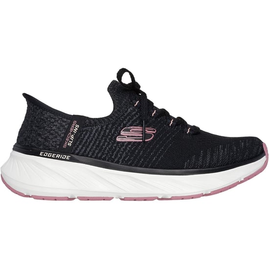 Skechers Edgeride Impression Textiel Dames Zwarte/Roze Sneakers - Image 5