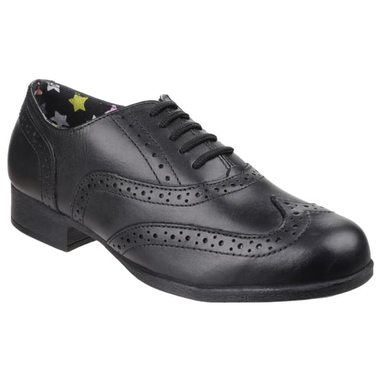 Hush Puppies Kada Senior Leren Meisjes Zwarte Brogues - Image 1