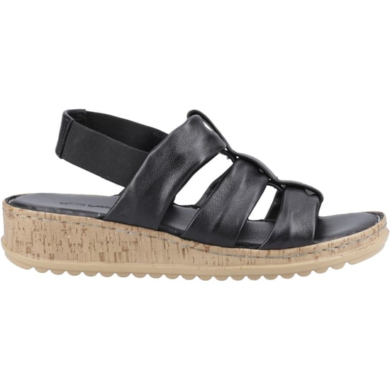 Hush Puppies Eden Brede Pasvorm Leren Dames Zwarte Sandalen - Image 5