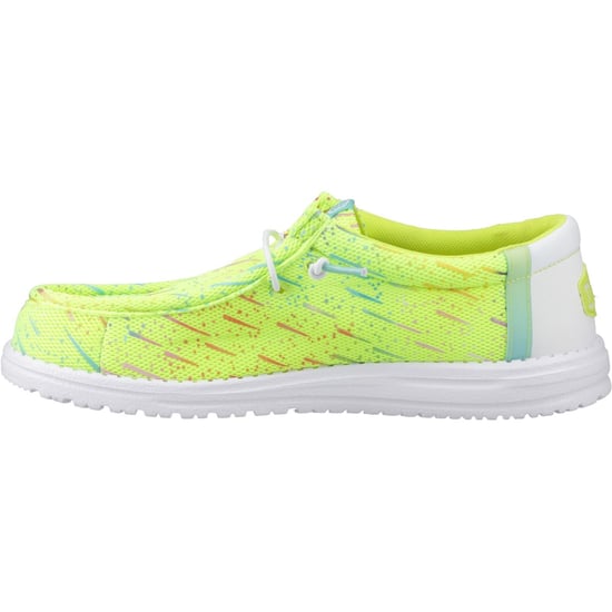 HEYDUDE Wally Party Mesh Polyester Mannen Lime Punch/Witte Mokassinschoenen - Image 4