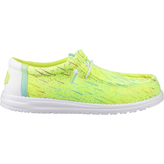 HEYDUDE Wally Party Mesh Polyester Mannen Lime Punch/Witte Mokassinschoenen - Image 5