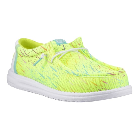 HEYDUDE Wally Party Mesh Polyester Mannen Lime Punch/Witte Mokassinschoenen - Image 6