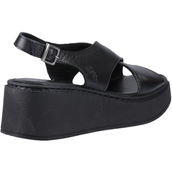 Hush Puppies Bex Wedge Nubuck Dames Zwarte Wedge Sandalen - Image 2