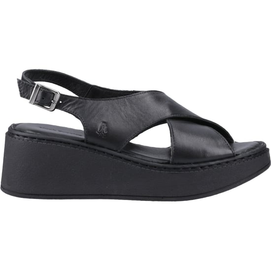 Hush Puppies Bex Wedge Nubuck Dames Zwarte Wedge Sandalen - Image 5