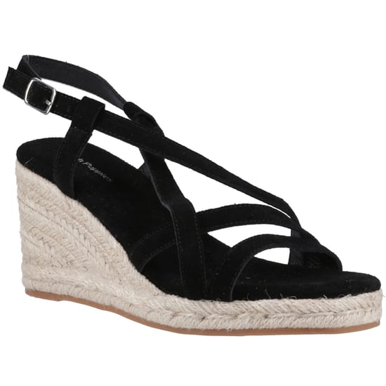 Hush Puppies Jenny Espadrille Wedge Suède Dames Zwarte Wedges - Image 1