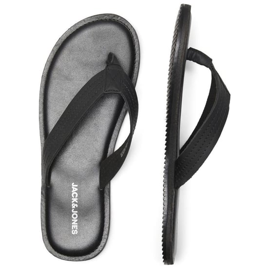 Jack & Jones Washton Leren Heren Teenslippers In Antraciet - Image 2