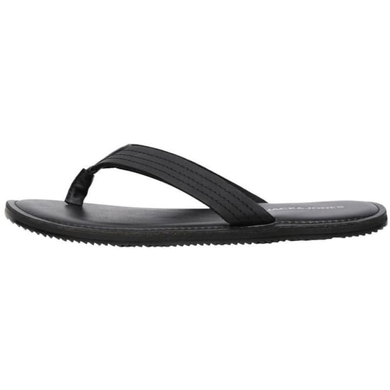 Jack & Jones Washton Leren Heren Teenslippers In Antraciet - Image 3