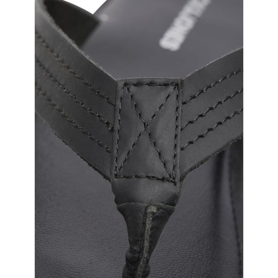 Jack & Jones Washton Leren Heren Teenslippers In Antraciet - Image 5