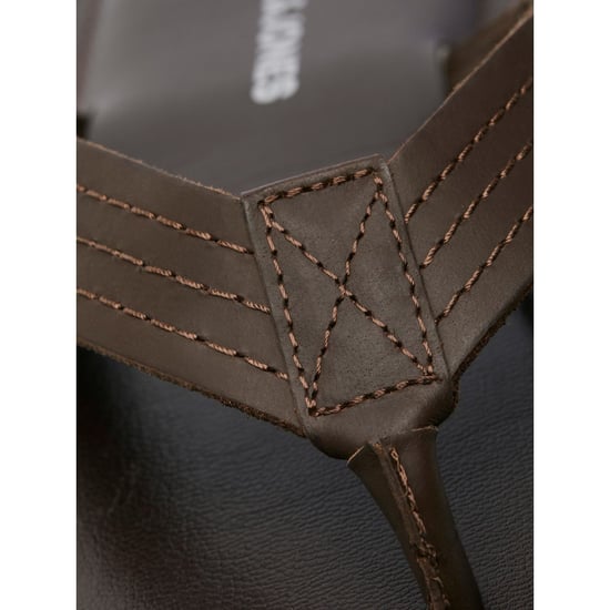 Jack & Jones Washton Leren Heren Bruine Stone Slippers - Image 6