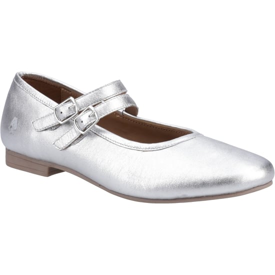 Hush Puppies Nancy Mary Jane Leren Vrouwen Zilveren Ballerina's - Image 1