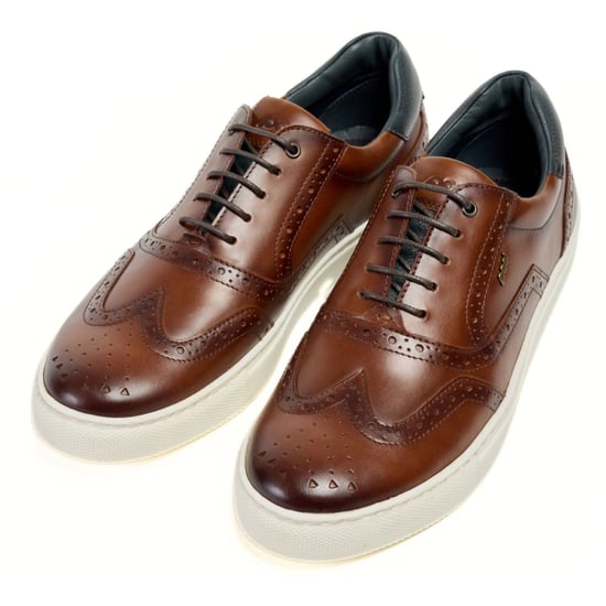 Pod Dobbs Leren Heren Tan Brogues Schoenen - Image 5