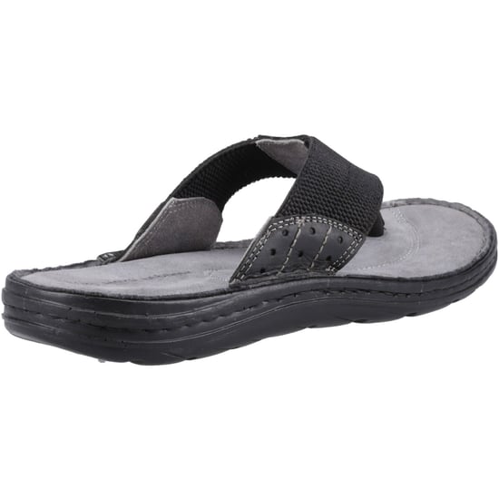 Hush Puppies Alan Toepost Leren Heren Zwarte Slippers - Image 2