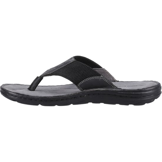 Hush Puppies Alan Toepost Leren Heren Zwarte Slippers - Image 4