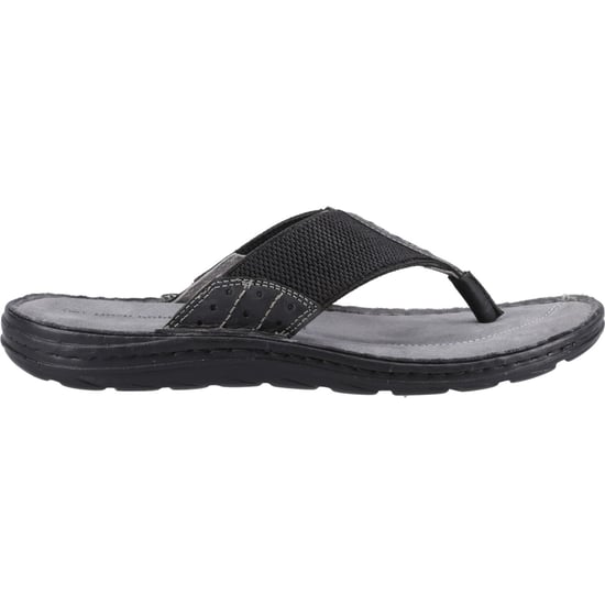 Hush Puppies Alan Toepost Leren Heren Zwarte Slippers - Image 5