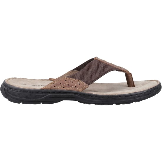 Hush Puppies Alan Toepost Leer Heren Tan Flip-Flops - Image 5