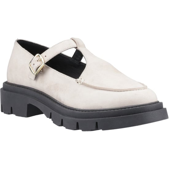 Hush Puppies Nella T-Bar Suède Dames Crème Schoenen - Image 1
