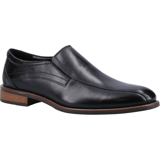 Hush Puppies Donovan Leren Heren Zwarte Instappers - Image 1