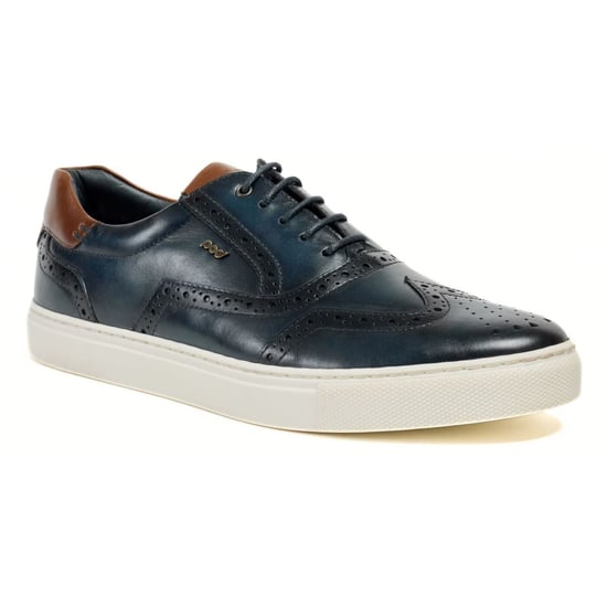 Pod Dobbs Leren Heren Marineblauwe Brogues Schoenen - Image 1