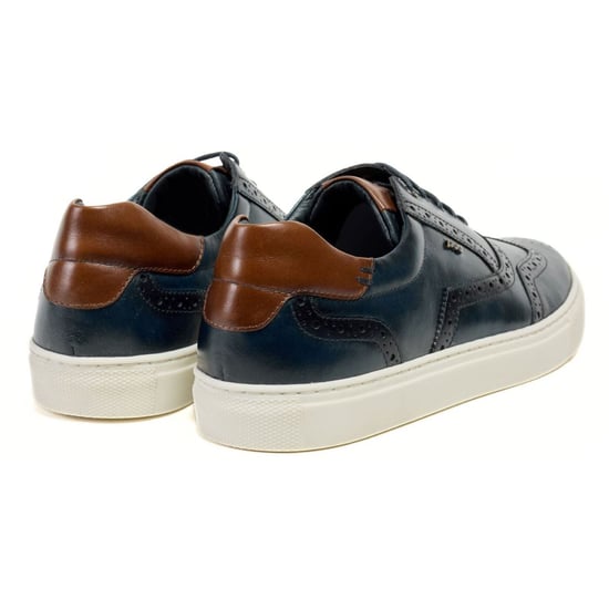 Pod Dobbs Leren Heren Marineblauwe Brogues Schoenen - Image 2