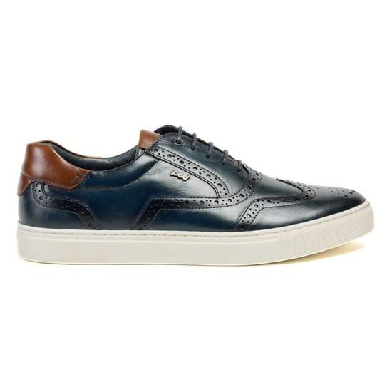 Pod Dobbs Leren Heren Marineblauwe Brogues Schoenen - Image 4