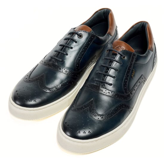 Pod Dobbs Leren Heren Marineblauwe Brogues Schoenen - Image 5