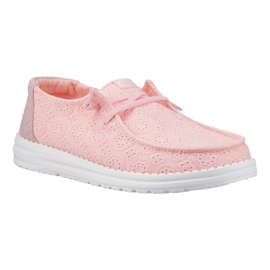 HEYDUDE Wendy Eyelet Lace Katoenmix Dames Lichtroze Mocassins Schoenen - Image 6