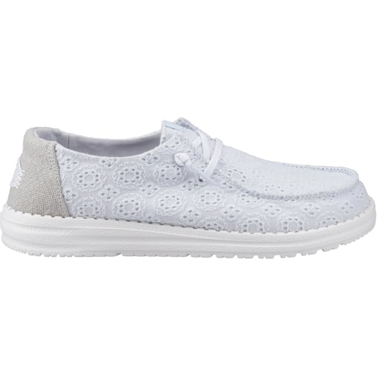 HEYDUDE Wendy Oogjes Veters Katoenmengsel Dames Ancient Blue Moccasins Schoenen - Image 5