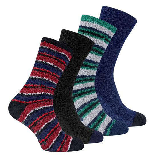 4-Pak Heren Gezellige Zachte Pluizige Slippersokken met Grip - Image 1