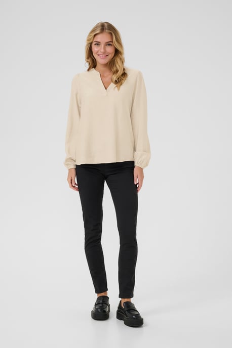 Blouse met lange mouwen Regular fit cream - Image 1