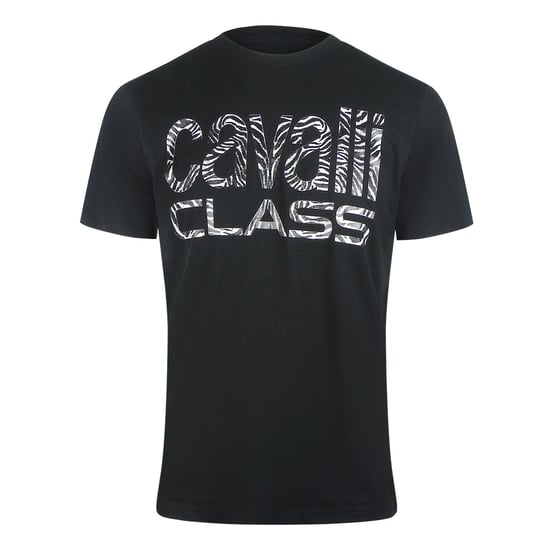 Cavalli Class Opvallend Zebraprint Logo Zwart T-shirt - Image 1