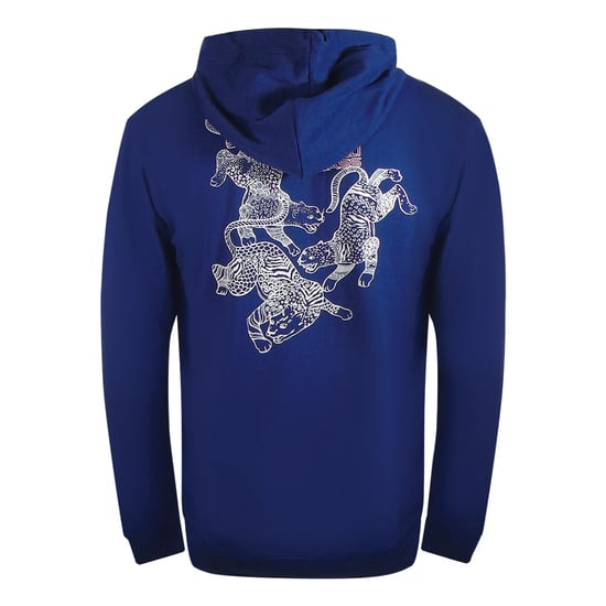 Cavalli Class Traditionele Stijl Luipaardontwerp Irisblauwe Hoodie Met Ritssluiting - Image 2