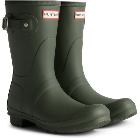 Hunter Original Short Boot Rubberen Dames Donker Olijf Groene Wellington Laarzen - Image 1