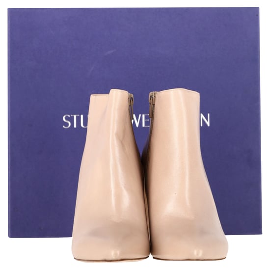 Stuart Weitzman Blockhak Enkellaarsjes in Nude Leer - Image 6