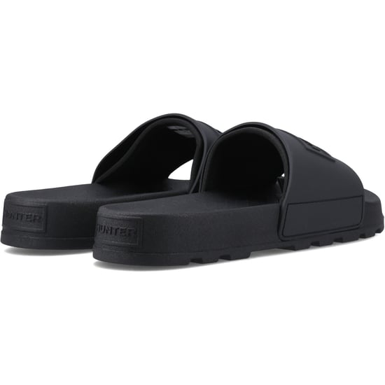 Hunter Core Embossed Slider Polyester Zwarte Slippers - Image 2