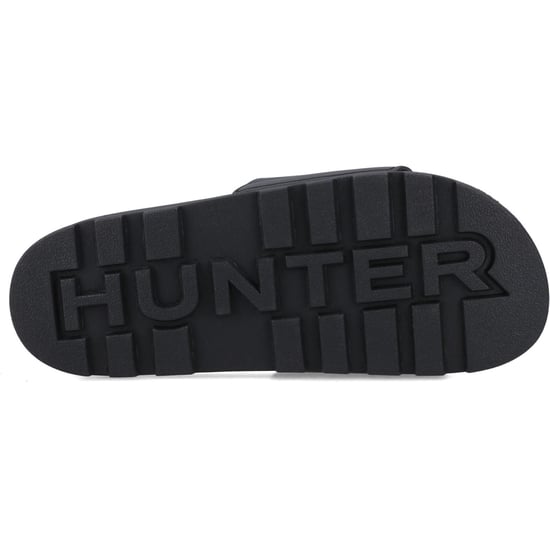 Hunter Core Embossed Slider Polyester Zwarte Slippers - Image 3