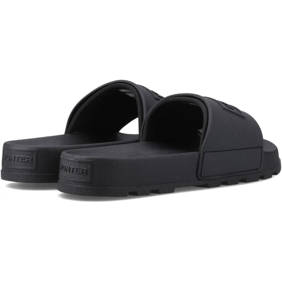 Hunter Core Embossed Slider Polyester Dames Zwarte Slippers - Image 2