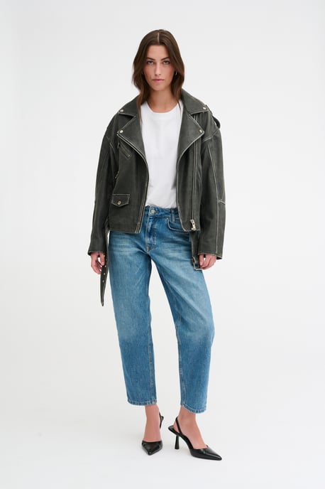 Leren jas Casual fit grey - Image 3