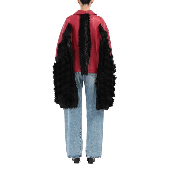 Maison Margiela leren capejas met imitatiebont - Image 4