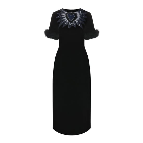 Fendi fluwelen midi-jurk met bontrand - Image 1