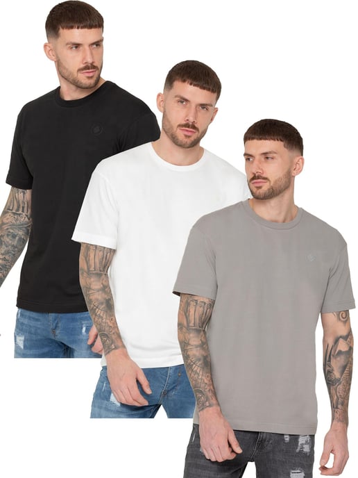 Enzo 3 Pack oversized T-shirt met ronde hals - BLK/OFFWHT/GRY - Image 1
