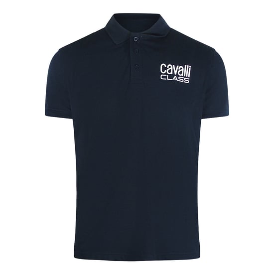 Cavalli Class Bold Logo Marineblauw Poloshirt - Image 1