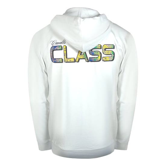 Cavalli Class Opvallende Hoodie Met Bloemenlogo In Off-white Met Rits - Image 2
