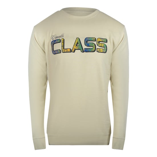 Cavalli Class Levendige Beige Sweatshirt Met Bloemenlogo - Image 1
