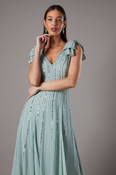 Bow Shoulder Embellished Midi Dress - Image 2