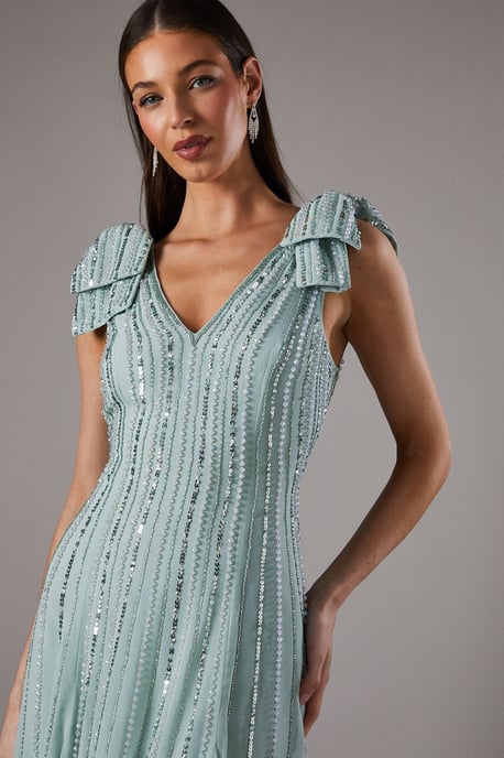 Bow Shoulder Embellished Midi Dress - Image 4