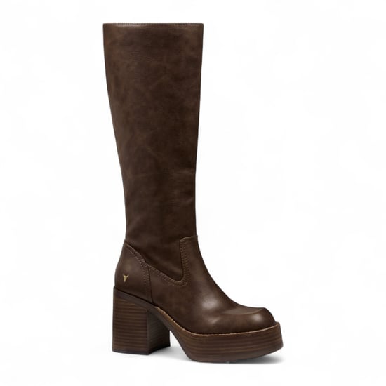 Windsorsmith Dames Oak Brown Kunstleren Kniehoge Platform Hak Laarzen - Niche - Image 3