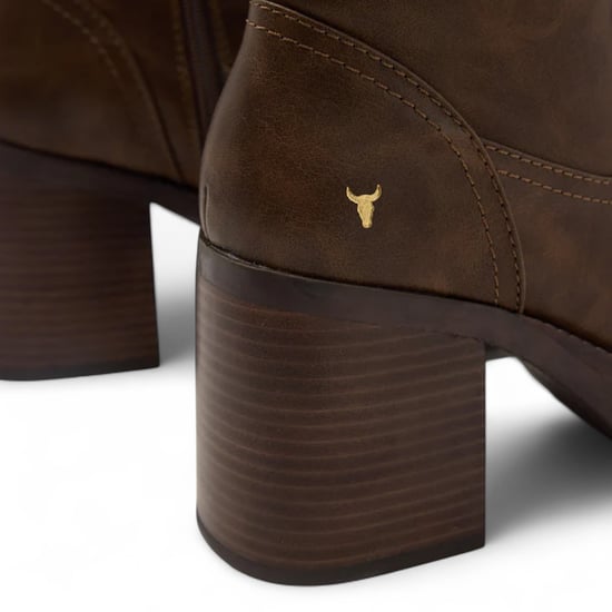 Windsorsmith Dames Oak Brown Kunstleren Kniehoge Platform Hak Laarzen - Niche - Image 5
