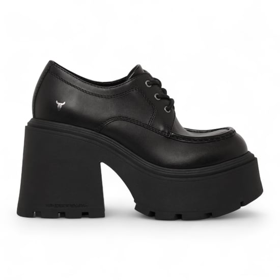 Windsorsmith Dames Zwarte Leren Dikke Platform Veterschoenen - Starcrossed - Image 1