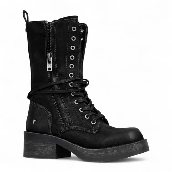 Windsorsmith Dames Zwarte Suède Combat Boots Mid-Calf Veterschoenen Bikerschoenen - Verzamelen - Image 4